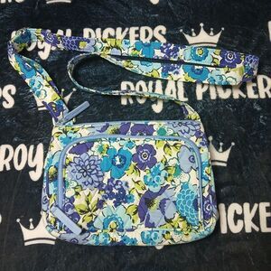 Vera Bradley Blueberry Blooms Hipster Crossbody Shoulder Bag Organizer Purse